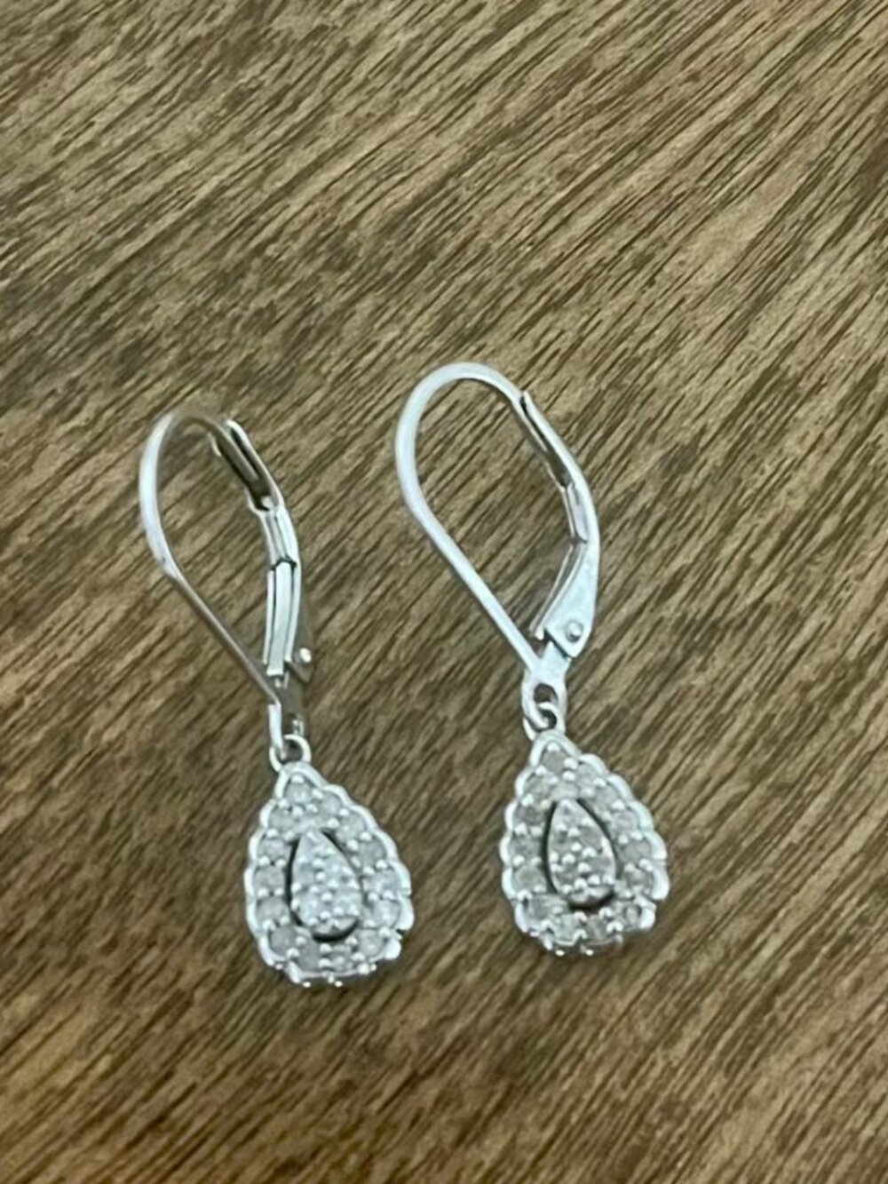 Natural Diamond Sterling Silver Teardrop Earrings